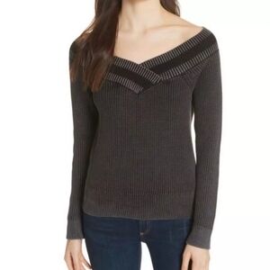 Rag & Bone Dawn Off The Shoulder Chunky Knit V-Neck Sweater